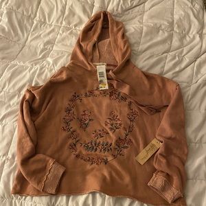 Pink floral skull hoodie